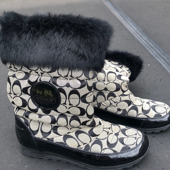 Coach Shoes - Coach Fur Logo Boots